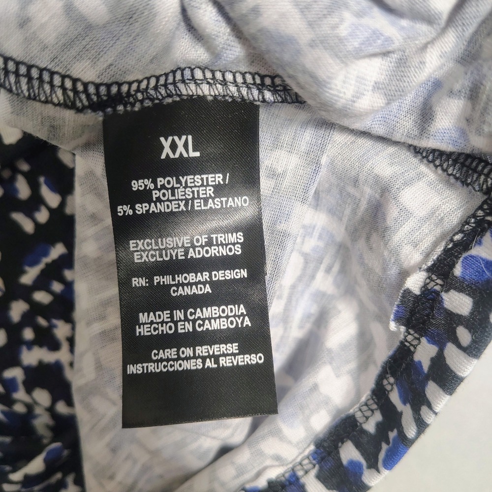 Nicole Miller Dress Women XXL Blue Abstract Knot Front Jersey Knit Short Sleeve - Picture 4 of 10